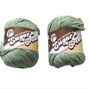 Lily Sugar 'n Cream 100% Cotton Yarn Sage Green 2.5 oz (Lot of 2)